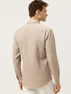 Discount Slim Fit Structured Cotton Shirt With Garment-Dyed Finish Camisas Casuais