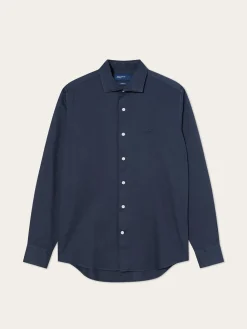 Discount Slim Fit Structured Cotton Shirt With Garment-Dyed Finish Camisas Casuais