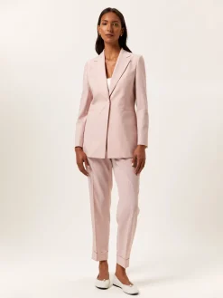 Best Slim Fit Tailored Trousers In Viscose Blend With Elasticated Waistband MULHER Fatos|Calças De Fato