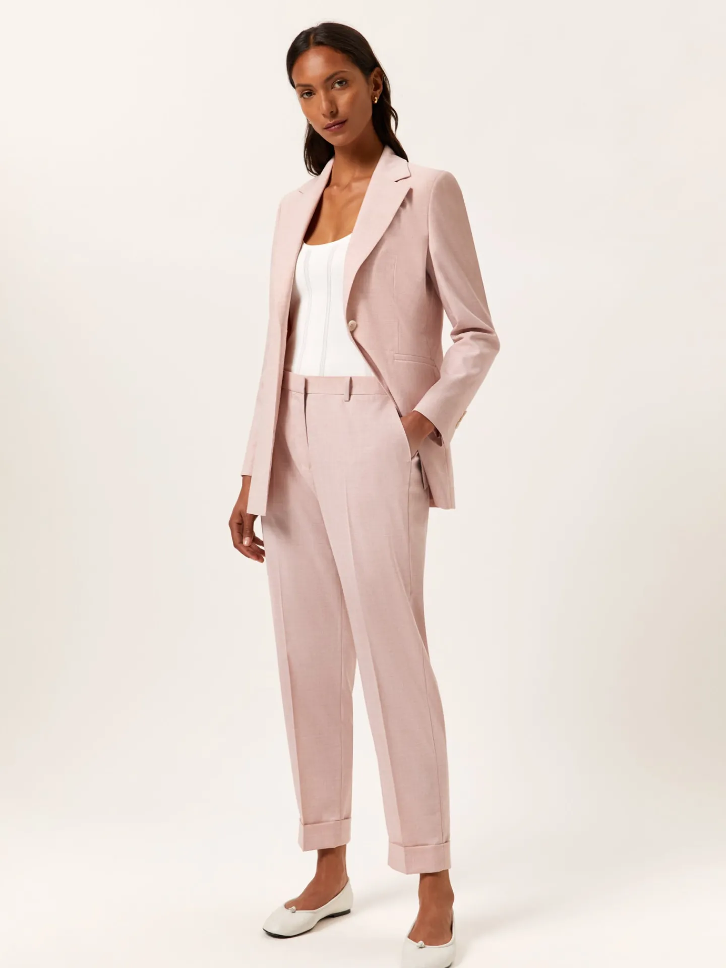 Best Slim Fit Tailored Trousers In Viscose Blend With Elasticated Waistband MULHER Fatos|Calças De Fato