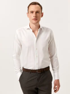 Hot Slim Fit Textured Shirt with Dublin Collar Camisas Clássicas