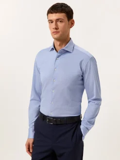 New Slim Fit Travel piqué Shirt in Comfort Cotton Camisas Clássicas|Camisas Clássicas