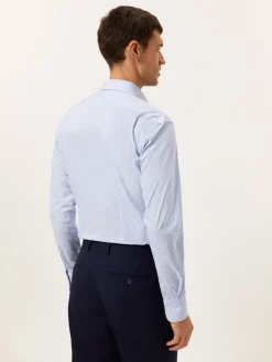 Slim Fit Travel Striped Poplin Shirt in Comfort Cotton Camisas Clássicas|Camisas Clássicas