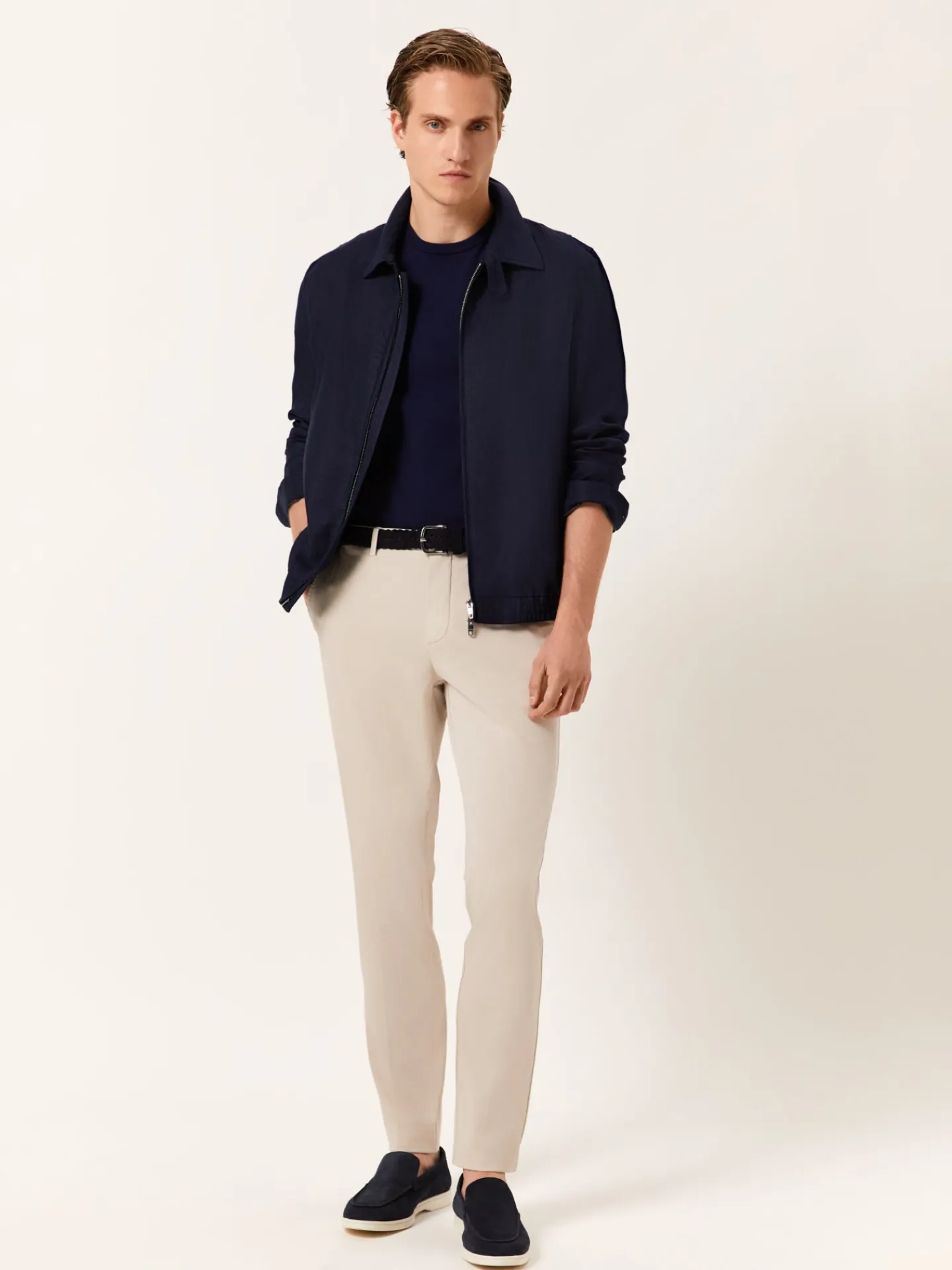 New Slim fit Twill Garment Dye Casual Trousers Calças Casuais