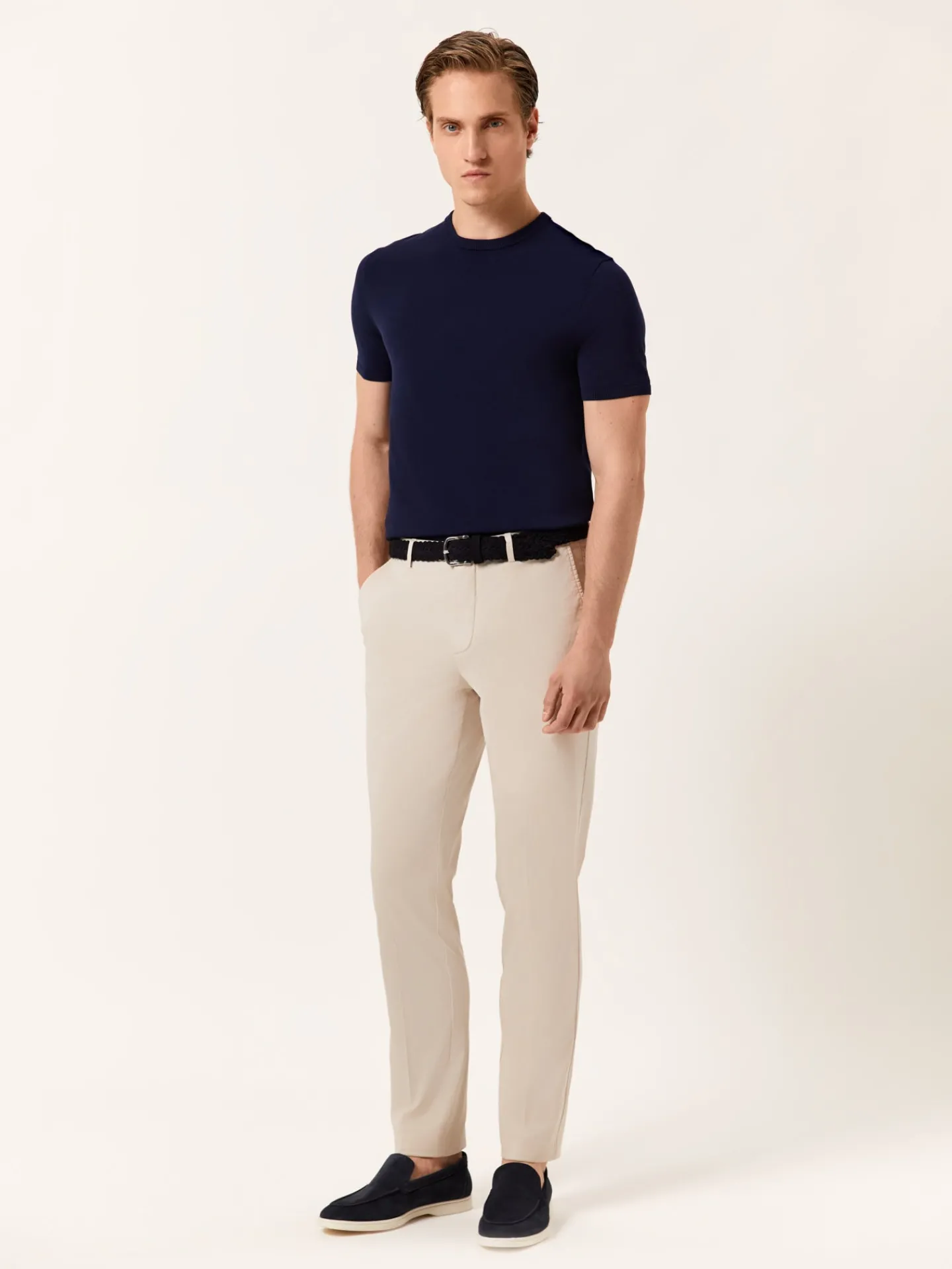 New Slim fit Twill Garment Dye Casual Trousers Calças Casuais