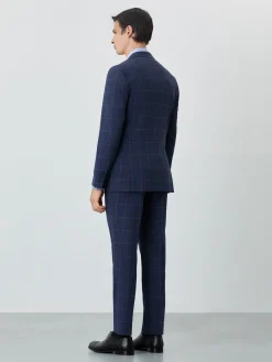 Sale Slim Fit Windowpane Suit In Wool-elastane Blend Fatos