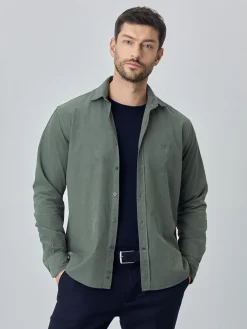 Discount Soft Needledcord Garment dye shirt Camisas Casuais