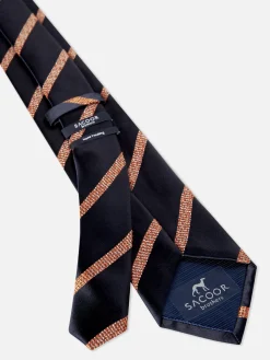 Clearance Striped Pattern 100% Silk Tie 7,5cm Gravatas
