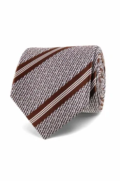 Outlet Striped Pattern Tie 100% Silk 7cm Gravatas