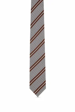 Outlet Striped Pattern Tie 100% Silk 7cm Gravatas