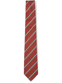 Outlet Striped Pattern Tie 100% Silk 8cm Gravatas