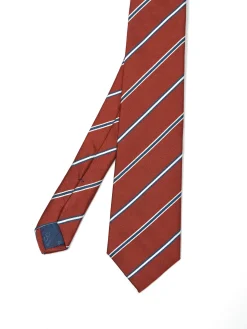 Outlet Striped Pattern Tie 100% Silk 8cm Gravatas