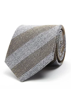 Outlet Striped Pattern Tie 100% Silk 8cm Gravatas