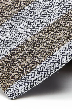 Outlet Striped Pattern Tie 100% Silk 8cm Gravatas