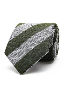 Outlet Striped Pattern Tie 100% Silk 8cm Gravatas