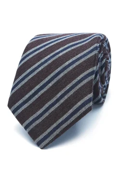 Best Striped Pattern Tie Silk and Wool Blend 7cm Gravatas