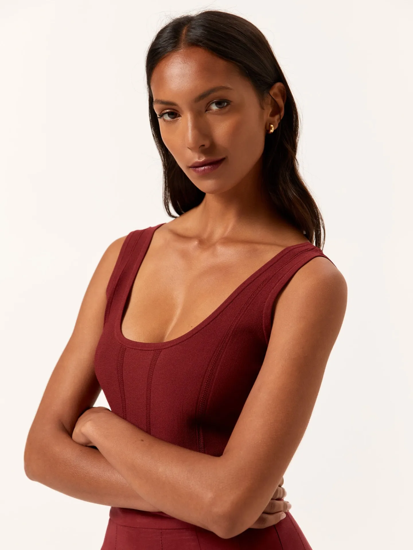 Clearance Tank Top In Viscose & Nylon Blend With Ajour Knit Stripes MULHER Tops