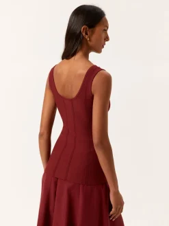 Clearance Tank Top In Viscose & Nylon Blend With Ajour Knit Stripes MULHER Tops