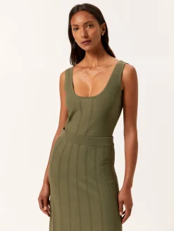 Clearance Tank Top In Viscose & Nylon Blend With Ajour Knit Stripes MULHER Tops