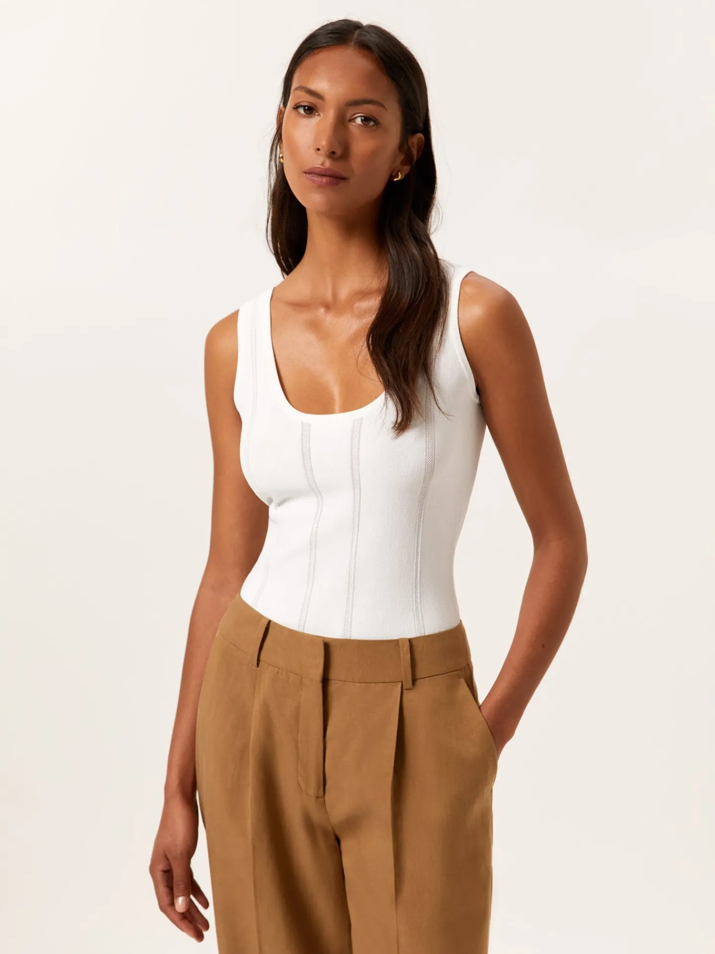 Clearance Tank Top In Viscose & Nylon Blend With Ajour Knit Stripes MULHER Tops