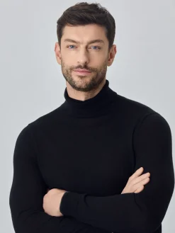 Discount Turtleneck Sweater With Long Sleeves In Extra Fine Merino Wool Camisolas