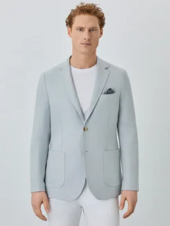 Outlet Unstructured Herringbone Blazer With Patch Pockets In Linen Blazers