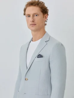 Outlet Unstructured Herringbone Blazer With Patch Pockets In Linen Blazers