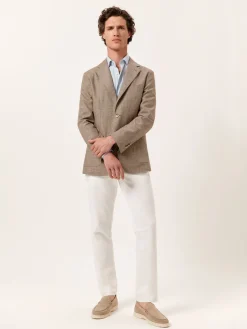 Unstructured Pied Poule Linen Blazer Blazers