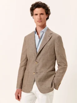 Unstructured Pied Poule Linen Blazer Blazers