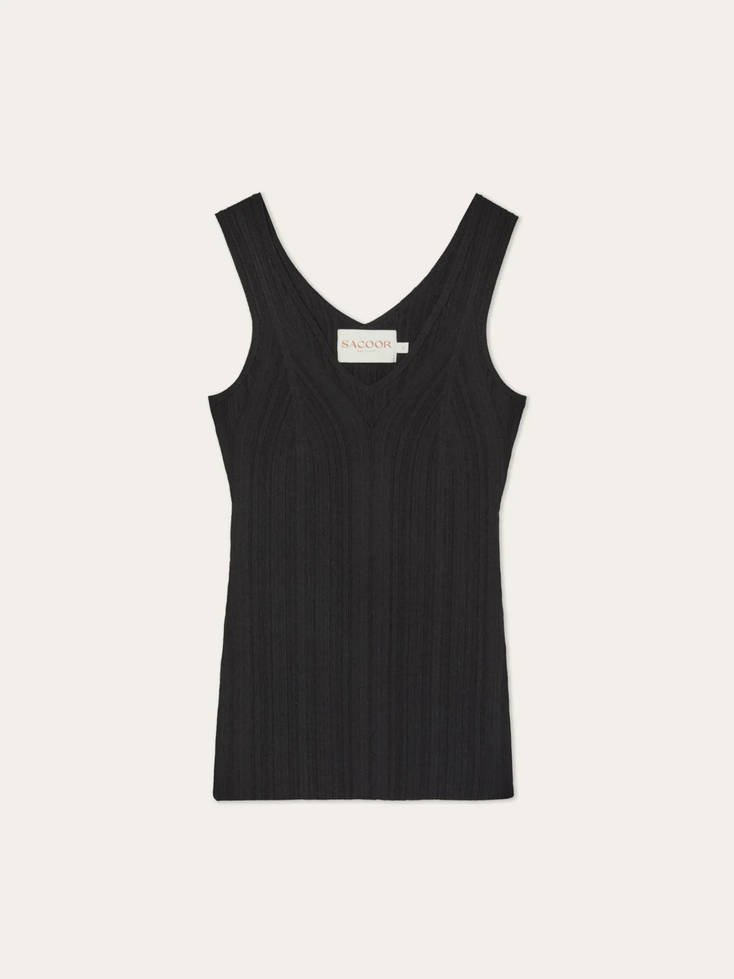 Outlet V-Neck Rib Top In Viscose blend With Pointelle Detail MULHER Tops