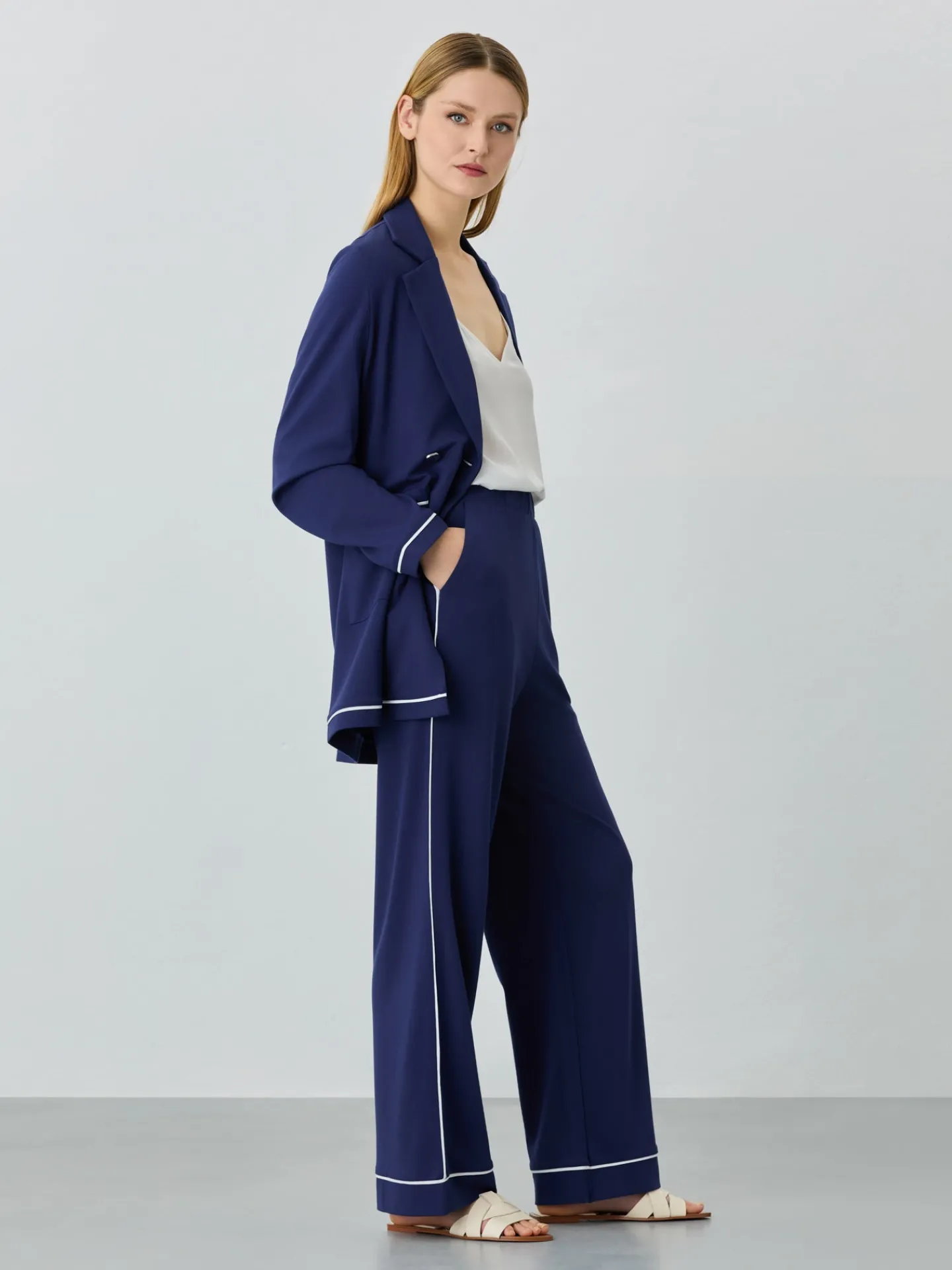 Wide Leg Punto Roma Trousers MULHER Calças