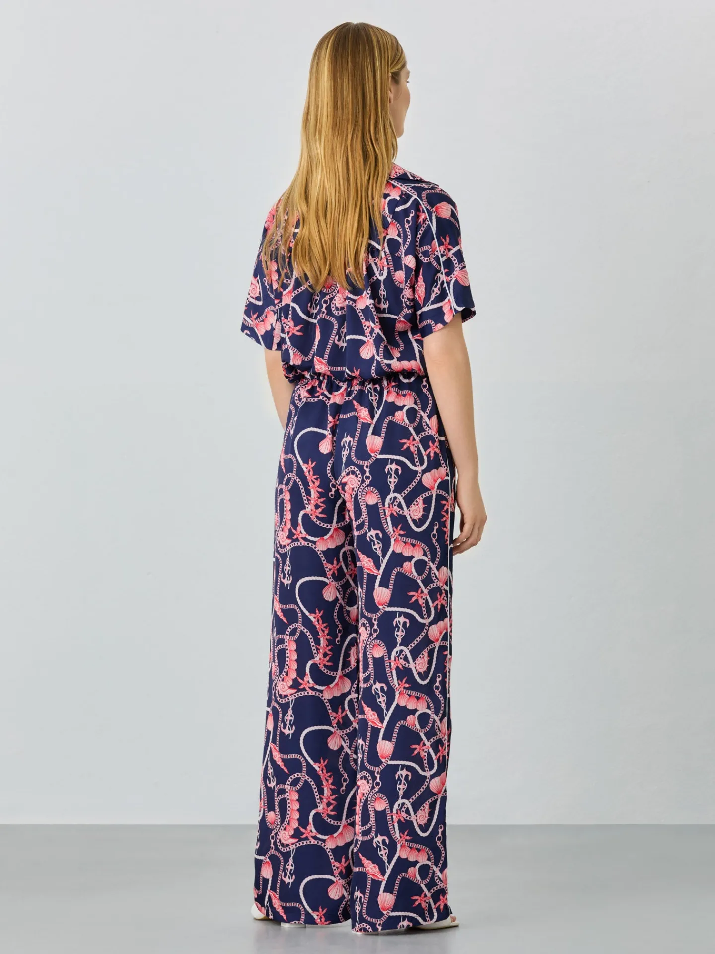 New Wide Leg Trousers With Nautical Print MULHER Calças