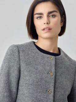 Discount 100%Wool Coat With Gold Buttons MULHER Casacos